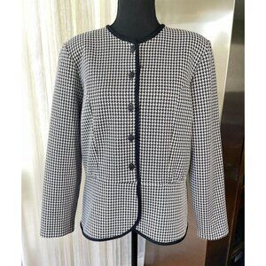 Vintage 80s blazer, black & white houndstooth jacket, D'Allaird's, 10/12 (M/L)